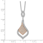 Brilliant Embers Sterling Silver Rose Gold-plated Rhodium-plated 105 Stone 18 inch Micro Pav‚ CZ Necklace with 2 Inch Extender