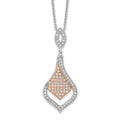 Brilliant Embers Sterling Silver Rose Gold-plated Rhodium-plated 105 Stone 18 inch Micro Pav‚ CZ Necklace with 2 Inch Extender