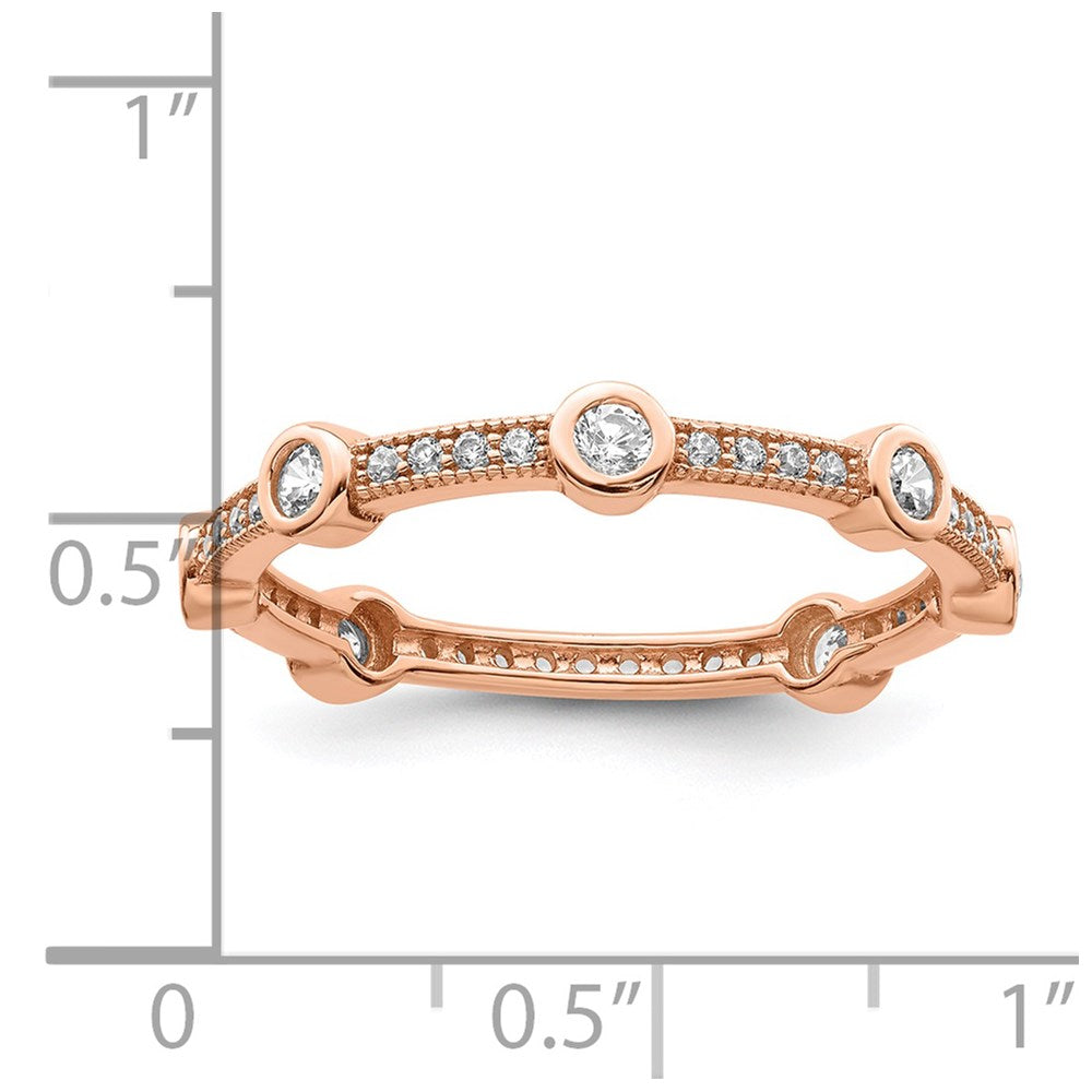 Brilliant Embers Sterling Silver Rose Gold-plated 33 Stone Micro Pav‚ CZ Ring