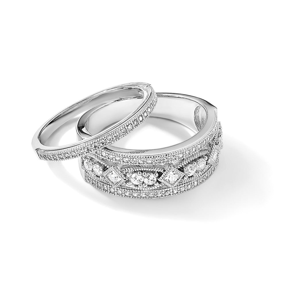 Brilliant Embers Sterling Silver Rhodium-plated 25 Stone Micro Pav‚ CZ Polished Ring