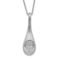 Brilliant Embers Sterling Silver Rhodium-plated Brushed CZ Teardrop w/ 2in ext Necklace
