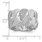 Brilliant Embers Sterling Silver Rhodium-plated 110 Stone Micro Pav‚ CZ Brushed and Polished Ring