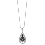 Brilliant Embers Sterling Silver Rhodium-plated 349 Stone 18 inch Micro Pav‚ Black and White CZ Teardrop Necklace with 2 Inch Extender