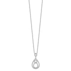 Brilliant Embers Sterling Silver Rhodium-plated 88 Stone 18 inch Pav‚ CZ Teardrop Necklace with 2 Inch Extender