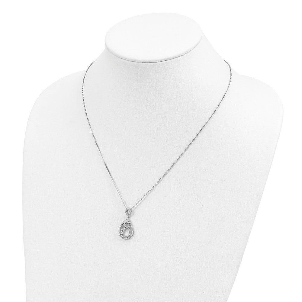 Brilliant Embers Sterling Silver Rhodium-plated 88 Stone 18 inch Pav‚ CZ Teardrop Necklace with 2 Inch Extender