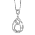 Brilliant Embers Sterling Silver Rhodium-plated 88 Stone 18 inch Pav‚ CZ Teardrop Necklace with 2 Inch Extender
