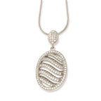 Sterling Silver & CZ Brilliant Embers Polished Oval Necklace
