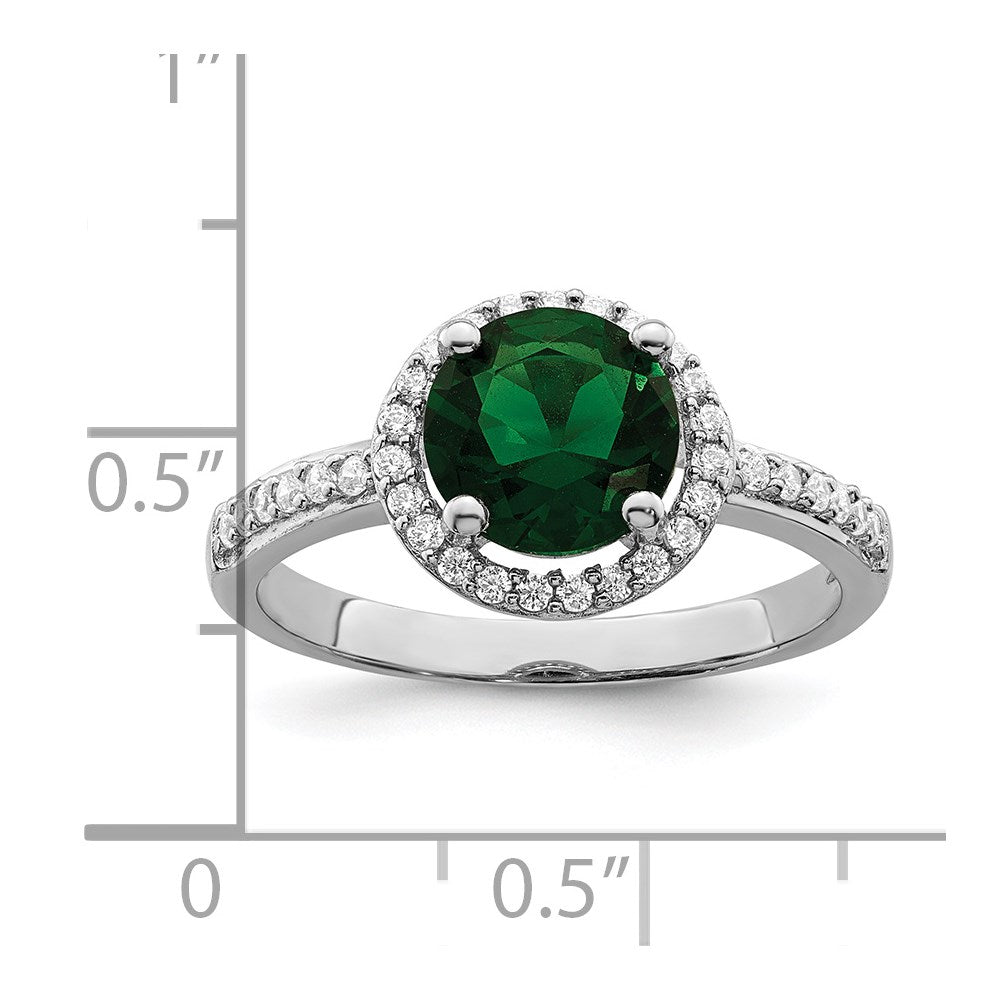 Brilliant Embers Sterling Silver Rhodium-plated 35 Stone White and Green Micro Pav‚ CZ Ring