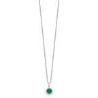 Brilliant Embers Sterling Silver Rhodium-plated 20 Stone 18 inch White and Green Micro Pav‚ CZ Necklace with 2 Inch Extender