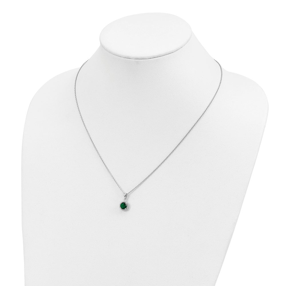Brilliant Embers Sterling Silver Rhodium-plated 20 Stone 18 inch White and Green Micro Pav‚ CZ Necklace with 2 Inch Extender