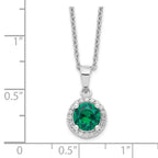 Brilliant Embers Sterling Silver Rhodium-plated 20 Stone 18 inch White and Green Micro Pav‚ CZ Necklace with 2 Inch Extender