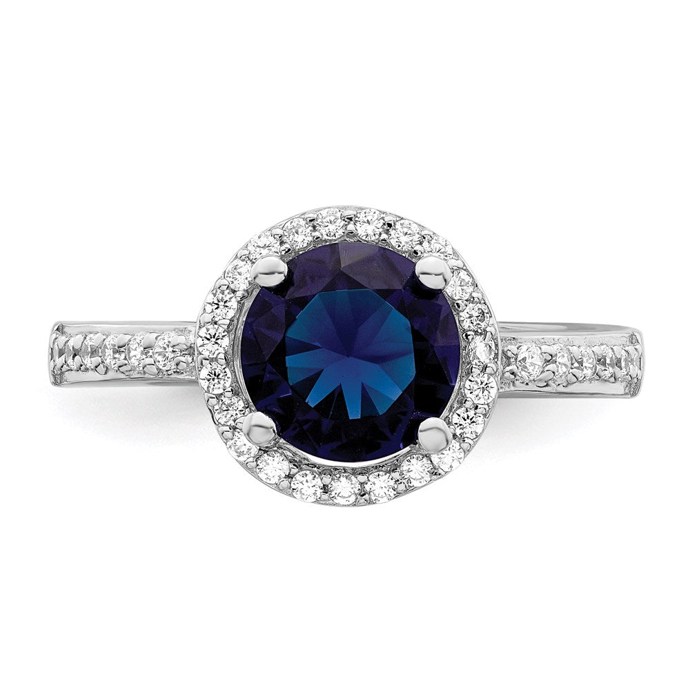 Brilliant Embers Sterling Silver Rhodium-plated 35 Stone White and Blue Micro Pav‚ CZ Ring