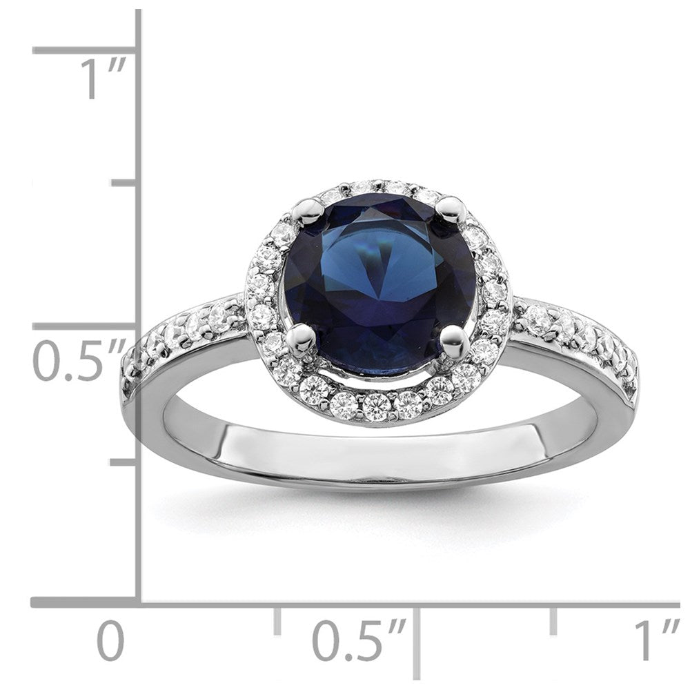 Brilliant Embers Sterling Silver Rhodium-plated 35 Stone White and Blue Micro Pav‚ CZ Ring