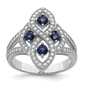 Brilliant Embers Sterling Silver Rhodium-plated 84 Stone Blue and White Micro Pav‚ CZ Ring