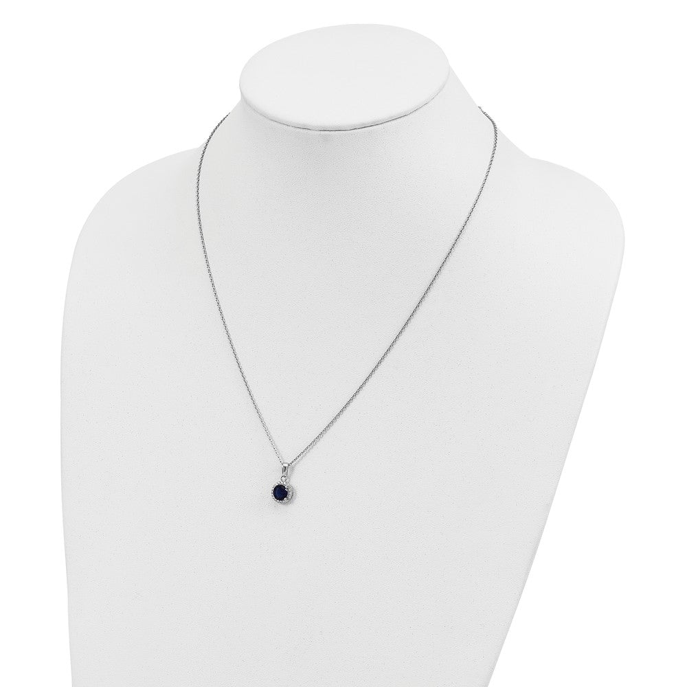 Brilliant Embers Sterling Silver Rhodium-plated 20 Stone 18 inch White and Blue Micro Pav‚ CZ Necklace with 2 Inch Extender