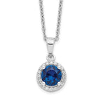 Brilliant Embers Sterling Silver Rhodium-plated 20 Stone 18 inch White and Blue Micro Pav‚ CZ Necklace with 2 Inch Extender