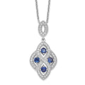 Brilliant Embers Sterling Silver Rhodium-Plated 64 Stone 18 inch Blue and White CZ Vintage Style Dangle Necklace with 2 Inch Extender