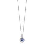 Brilliant Embers Sterling Silver Rhodium-plated 104 Stone 18 inch Micro Pav‚ Blue and White CZ Circle Necklace with 2 Inch Extender