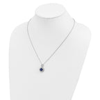 Brilliant Embers Sterling Silver Rhodium-plated 104 Stone 18 inch Micro Pav‚ Blue and White CZ Circle Necklace with 2 Inch Extender