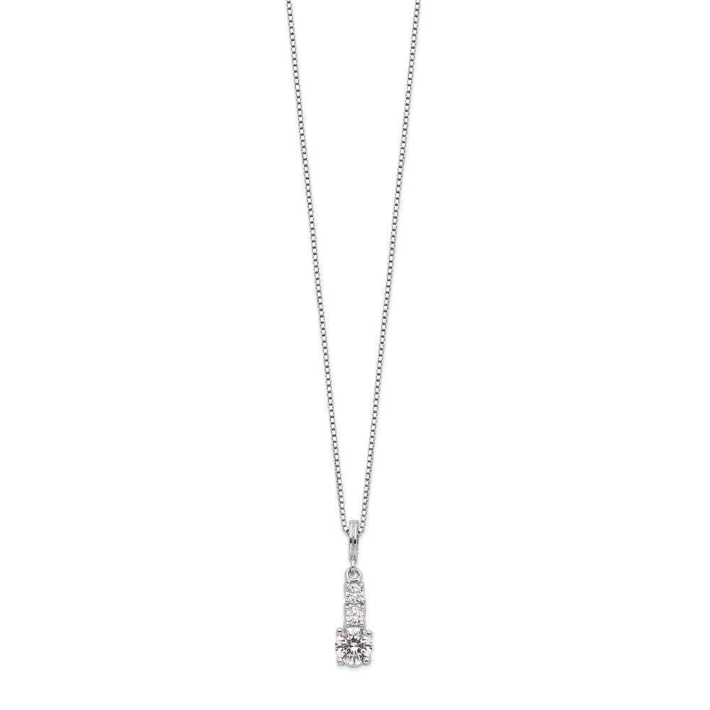 Brilliant Embers Sterling Silver Rhodium-plated 3 Stone 18 inch Micro Pav‚ CZ Necklace with 2 Inch Extender