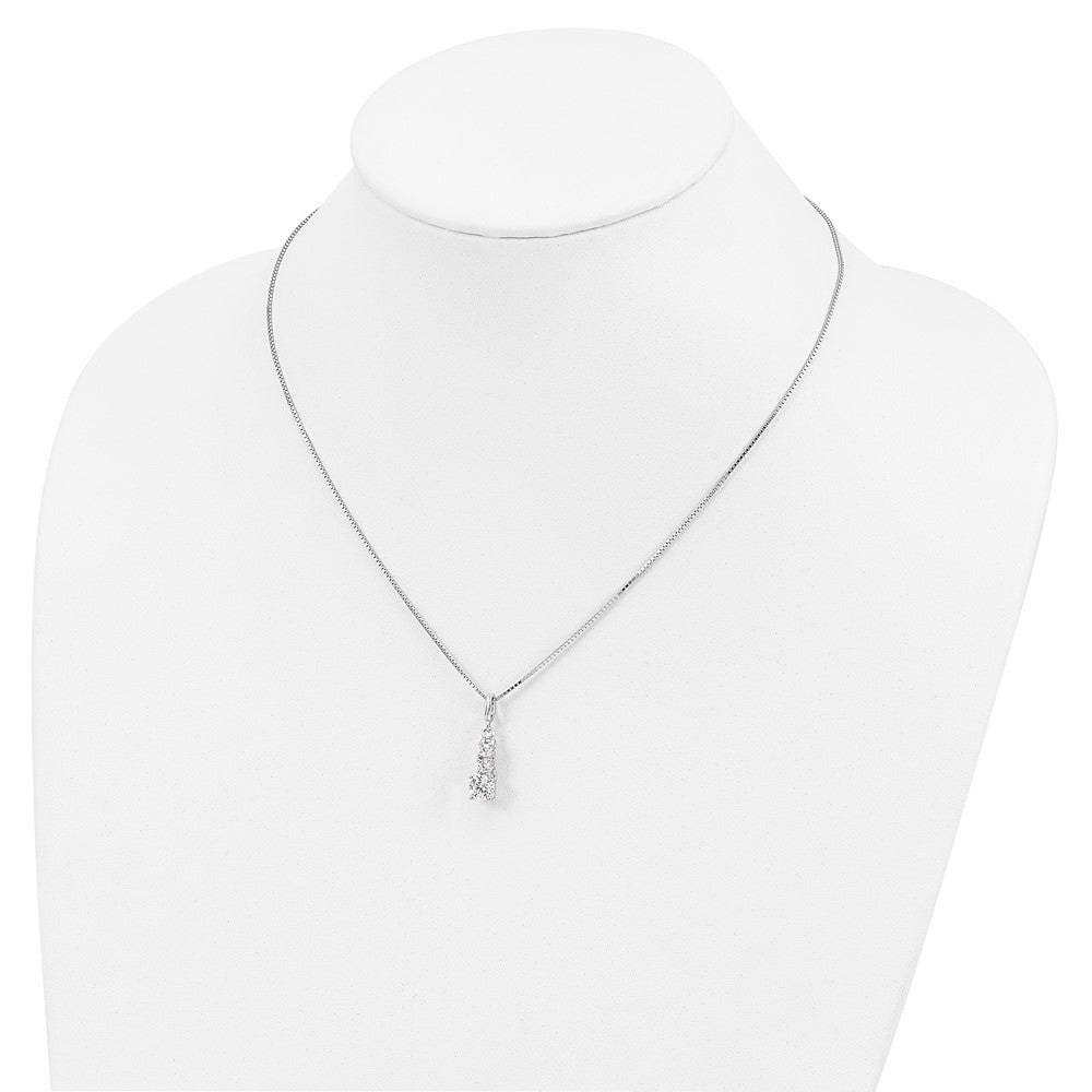 Brilliant Embers Sterling Silver Rhodium-plated 3 Stone 18 inch Micro Pav‚ CZ Necklace with 2 Inch Extender