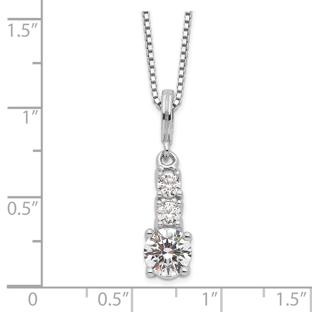 Brilliant Embers Sterling Silver Rhodium-plated 3 Stone 18 inch Micro Pav‚ CZ Necklace with 2 Inch Extender