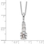 Brilliant Embers Sterling Silver Rhodium-plated 3 Stone 18 inch Micro Pav‚ CZ Necklace with 2 Inch Extender