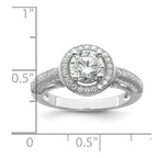 Brilliant Embers Sterling Silver Rhodium-plated 81 Stone Halo Micro Pav‚ CZ Ring