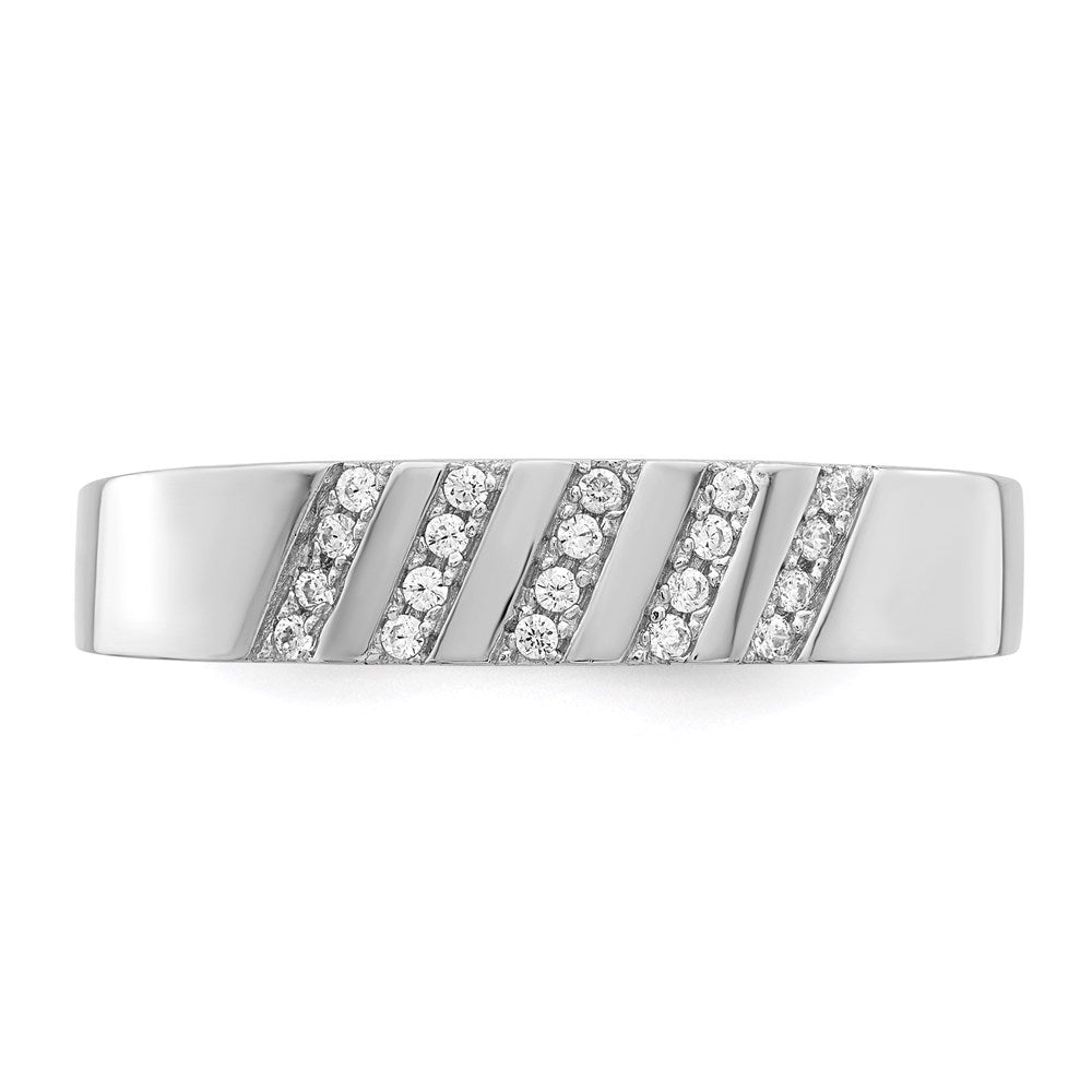 Brilliant Embers Sterling Silver Rhodium-plated 20 Stone Micro Pav‚ CZ Men's Ring
