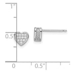 Brilliant Embers Sterling Silver Rhodium-plated 54 Stone Micro Pav‚ CZ Heart Post Earrings