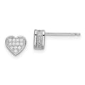 Brilliant Embers Sterling Silver Rhodium-plated 54 Stone Micro Pav‚ CZ Heart Post Earrings