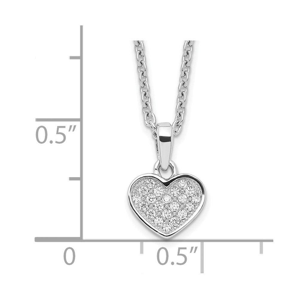 Brilliant Embers Sterling Silver Rhodium-plated 21 Stone 18 inch Micro Pav‚ CZ Heart Necklace with 2 Inch Extender