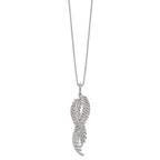 Brilliant Embers Sterling Silver Rhodium-plated 219 Stone 18 inch Micro Pav‚ CZ Feathers Necklace with 2 Inch Extender