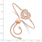 Brilliant Embers Sterling Silver Rose-tone Flash Rose Gold-plated 60 Stone Filigree CZ Heart Adjustable Bracelet