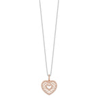 Brilliant Embers Sterling Silver Rose-tone Flash Rose Gold-plated 77 Stone 18 inch Micro Pav‚ CZ Heart Necklace with 2 Inch Extender