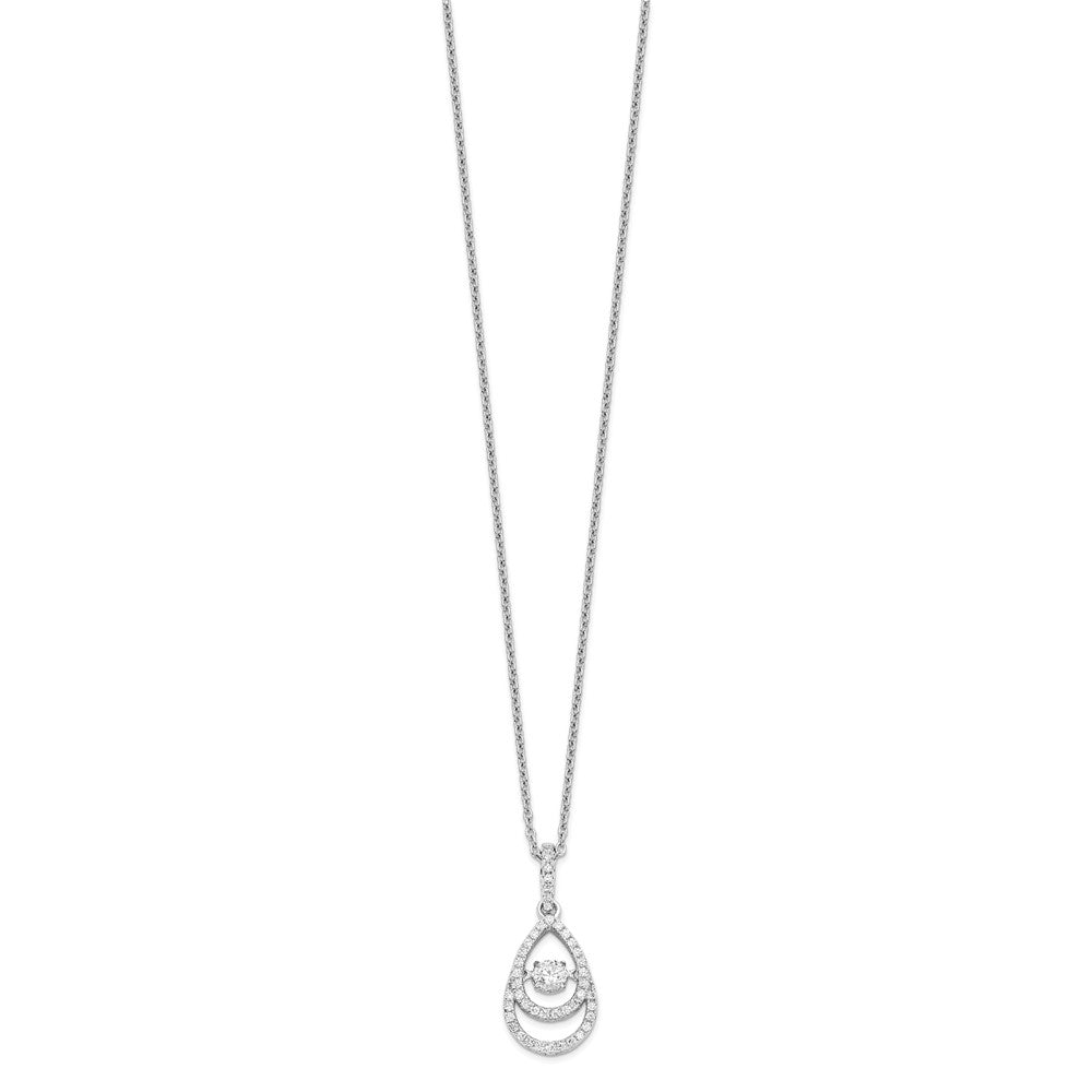 Brilliant Embers Sterling Silver Rhodium-plated 46 Stone 18 inch Moving Center Vibrant CZ with Micro Pav‚ CZ Necklace with 2 Inch Extender