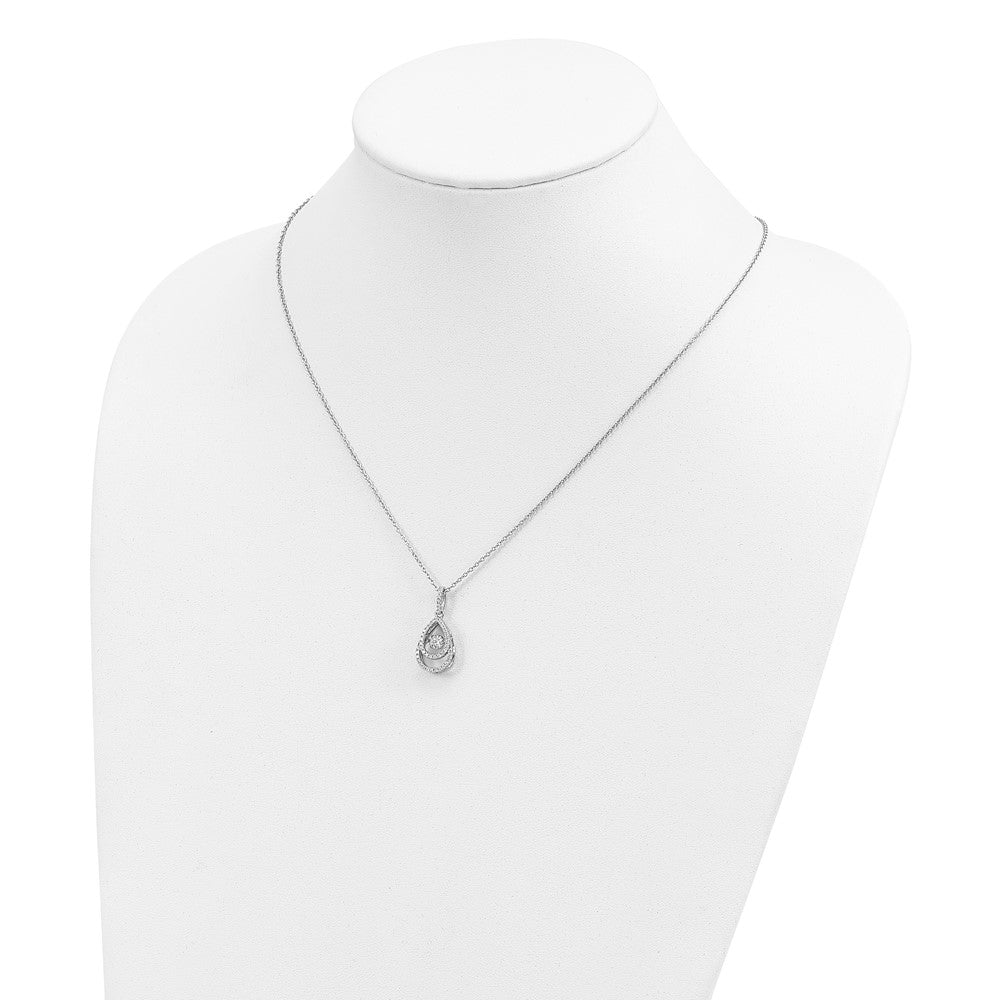 Brilliant Embers Sterling Silver Rhodium-plated 46 Stone 18 inch Moving Center Vibrant CZ with Micro Pav‚ CZ Necklace with 2 Inch Extender