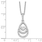 Brilliant Embers Sterling Silver Rhodium-plated 46 Stone 18 inch Moving Center Vibrant CZ with Micro Pav‚ CZ Necklace with 2 Inch Extender