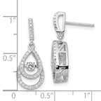 Brilliant Embers Sterling Silver Rhodium-plated 82 Stone CZ Moving Center Pear Shaped Vibrant CZ with Micro Pav‚ CZ Dangle Post Earrings