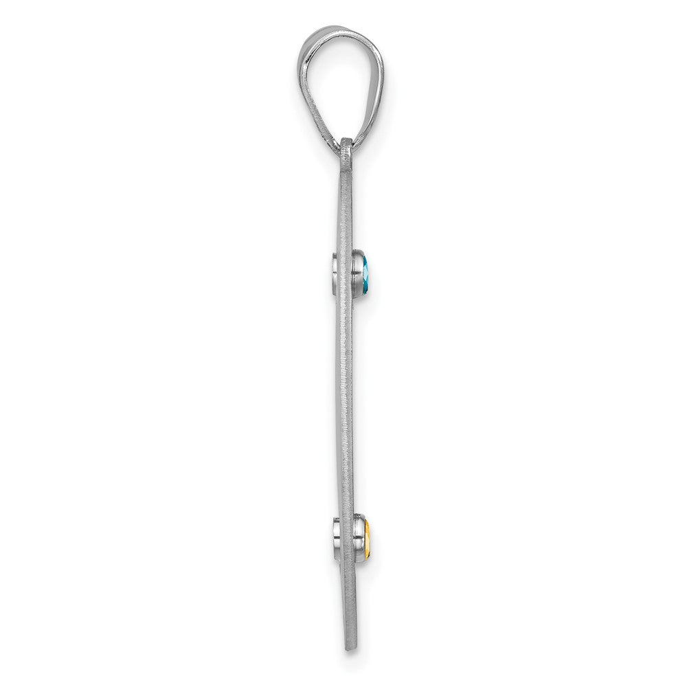 Sterling Silver Rhodium-plated Crystal Family Pendant