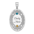Sterling Silver Rhodium-plated Crystal Family Pendant