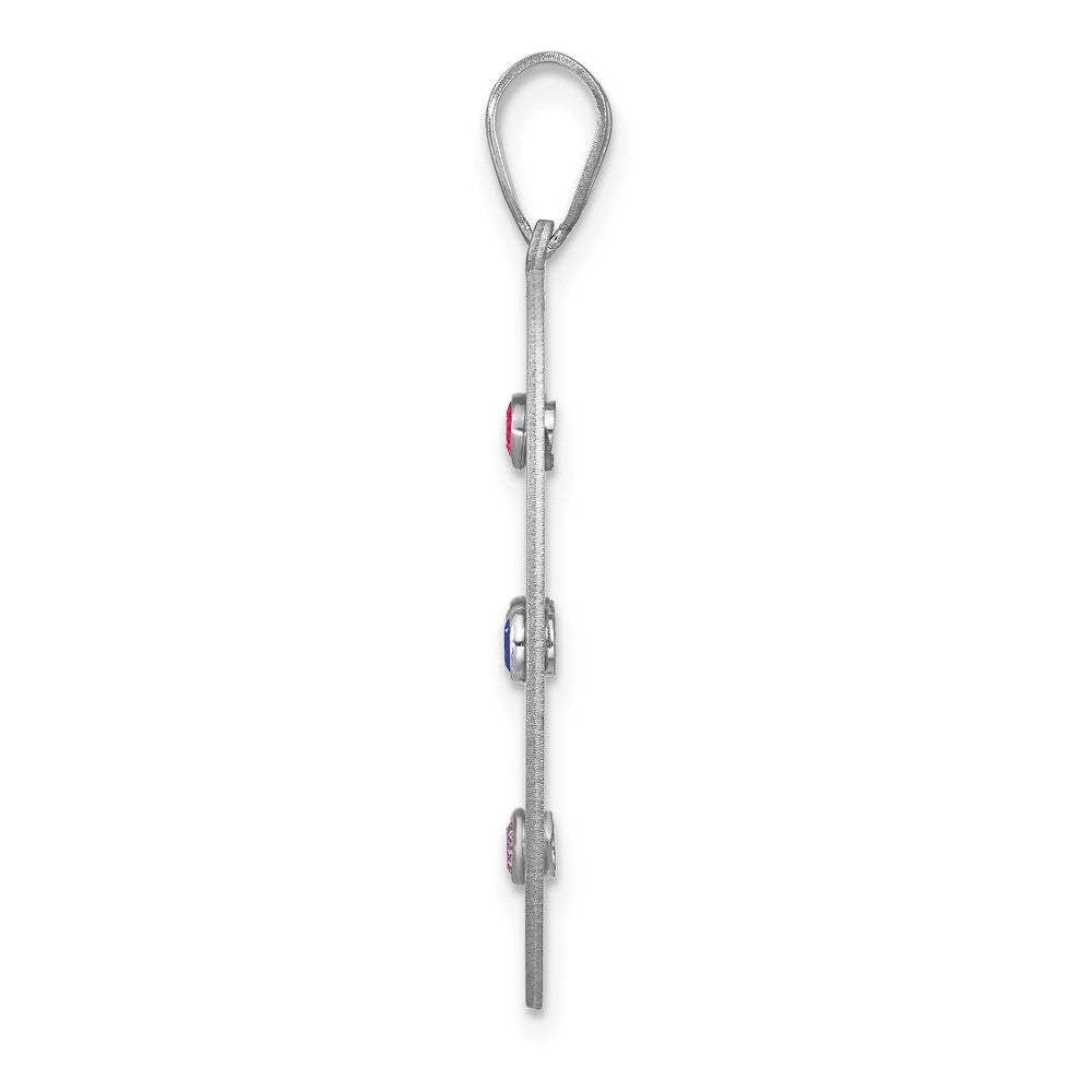 Sterling Silver Rhodium-plated Crystal Family Pendant
