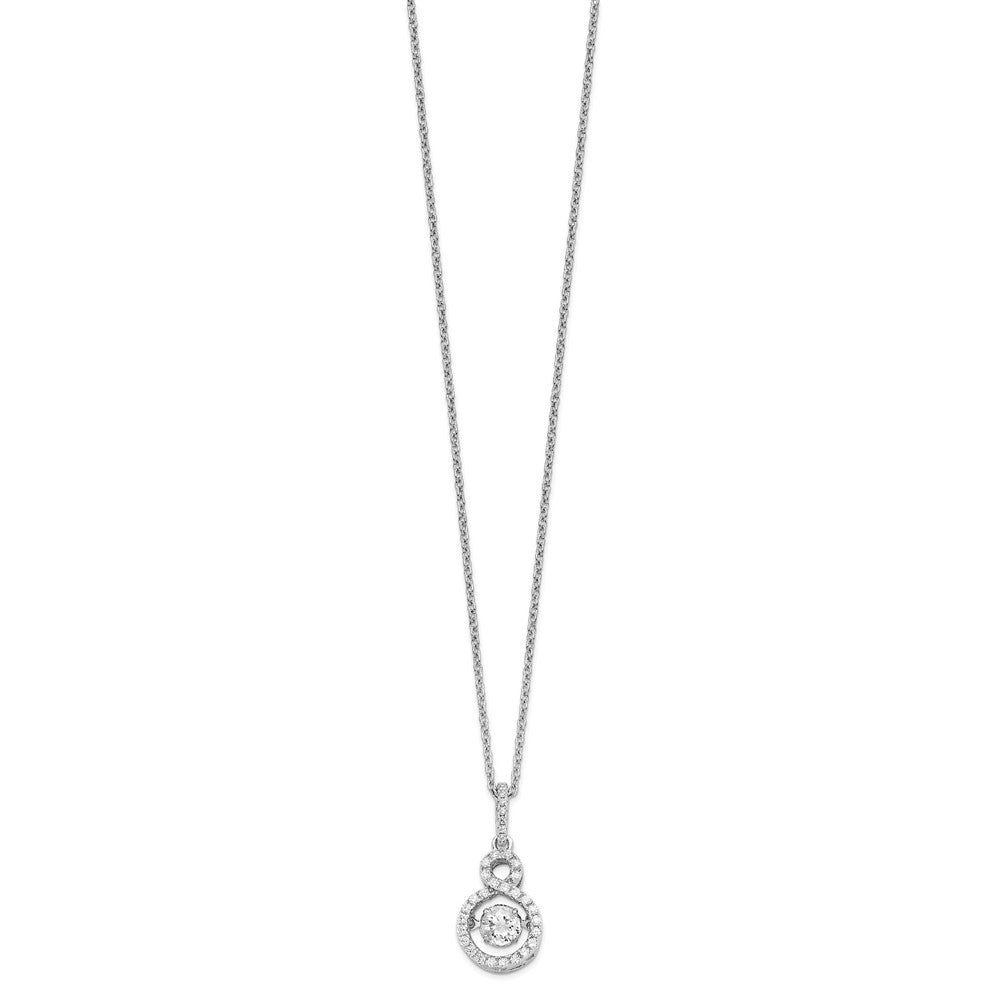 Brilliant Embers Sterling Silver Rhodium-plated 34 Stone with Moving Center Vibrant CZ and Micro Pav‚ CZ Infinity Necklace with 2 Inch Extender