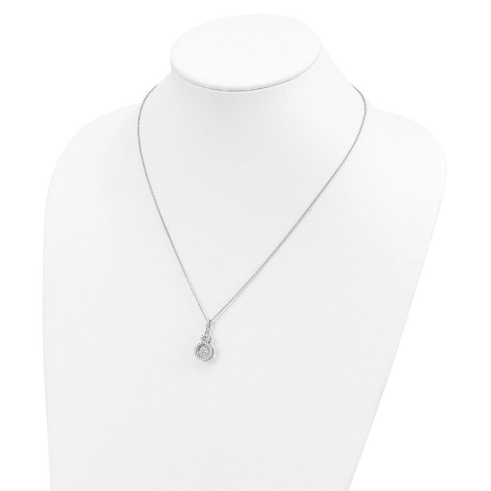 Brilliant Embers Sterling Silver Rhodium-plated 34 Stone with Moving Center Vibrant CZ and Micro Pav‚ CZ Infinity Necklace with 2 Inch Extender
