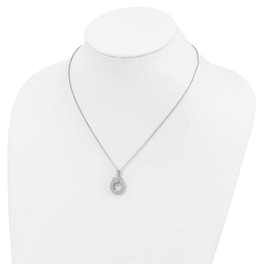 Brilliant Embers Sterling Silver Rhodium-plated 85 Stone 18 inch Micro Pav‚ White and Green CZ Snake Necklace with 2 Inch Extender