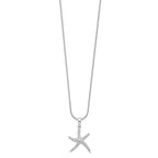 Brilliant Embers Sterling Silver Rhodium-plated 31 Stone 18 inch Micro Pav‚ CZ Starfish Necklace with 2 Inch Extender
