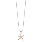 Brilliant Embers Sterling Silver Rose-tone Flash Rose Gold-plated 31 Stone 18 inch Micro Pav‚ CZ Starfish Necklace with 2 Inch Extender