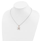 Brilliant Embers Sterling Silver Rose-tone Flash Rose Gold-plated 31 Stone 18 inch Micro Pav‚ CZ Starfish Necklace with 2 Inch Extender