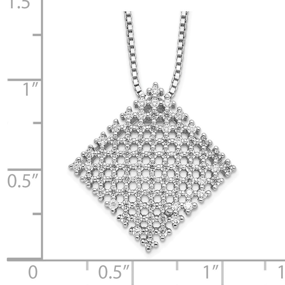 Brilliant Embers Sterling Silver Rhodium-plated 85 Stone 18 inch Micro Pav‚ CZ Necklace with 2 Inch Extender