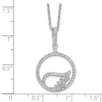Brilliant Embers Sterling Silver Rhodium-plated 67 Stone 18 inch Micro Pav‚ CZ Wing Necklace with 2 Inch Extender
